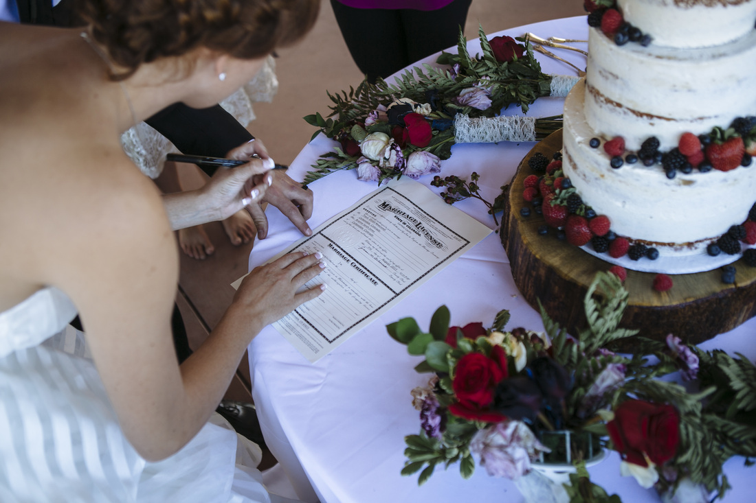 Aspen wedding picture, country wedding, destination wedding, signing marriage license