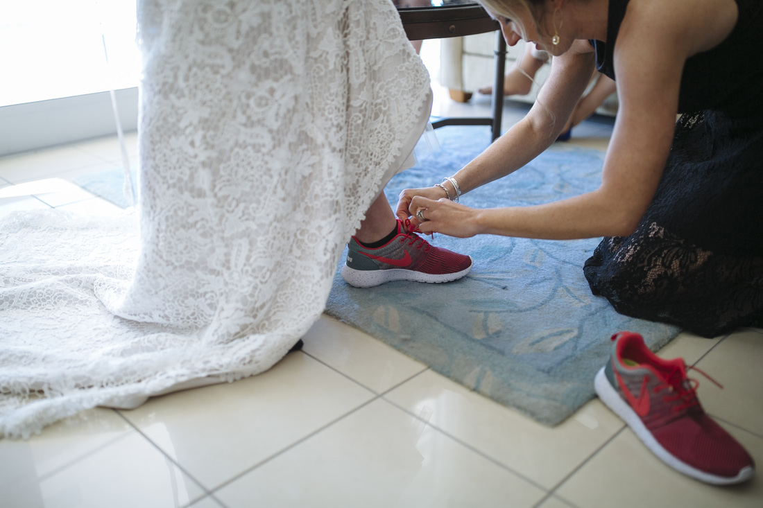 Bride Getting Ready Picture, Pier House Resort Key West, Key West Photography, Nike Tennis Shoes, Wedding shoes