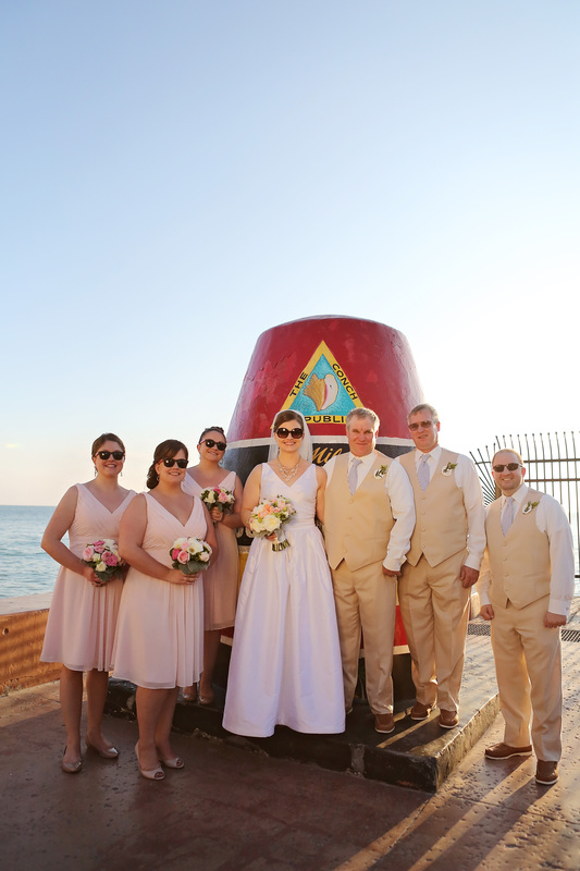 Southernmost point in Key West wedding photo, bridesmaids, groomsman