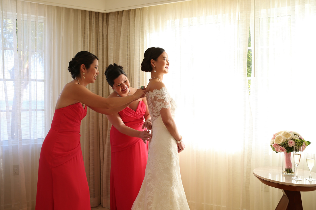 Bride getting ready at Casa Marina resort, key West