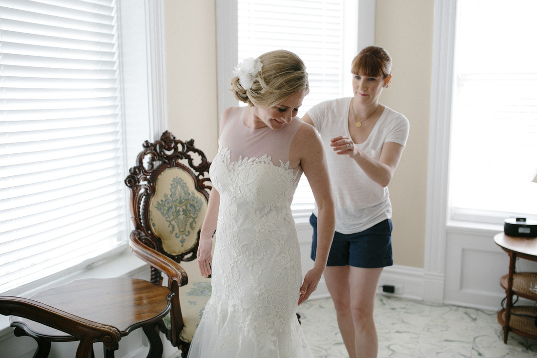 Bride getting ready at Southernmost Hotel