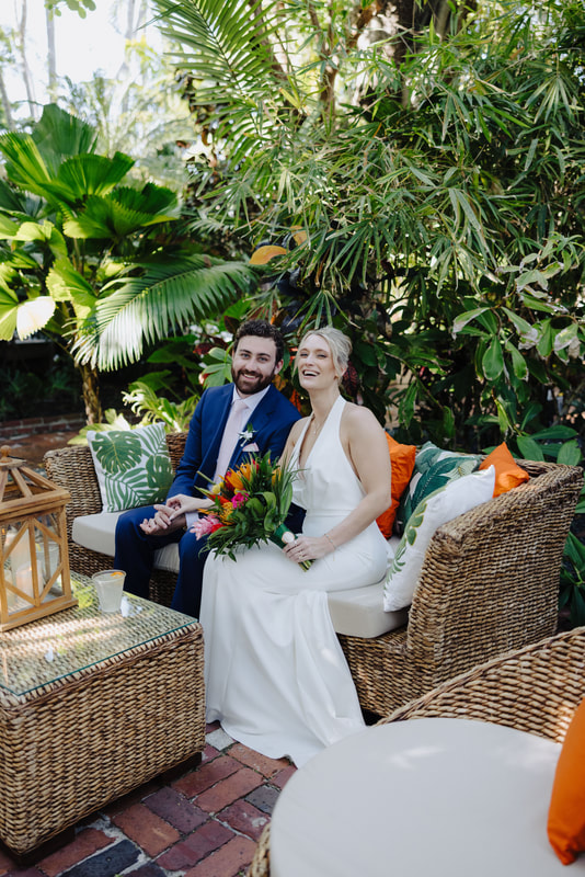 Vibrant tropical wedding reception at Audubon House in Key West Picture