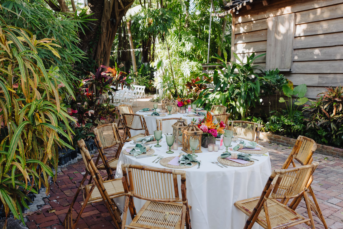 Vibrant tropical wedding reception at Audubon House in Key WestPicture