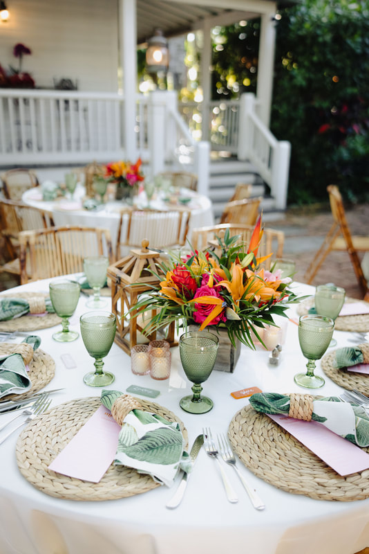 Vibrant tropical wedding reception at Audubon House in Key West Picture