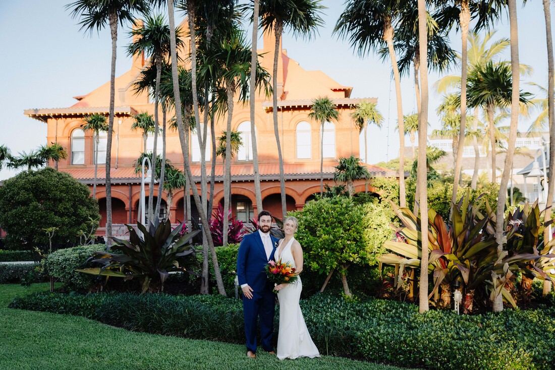 Romantic sunset wedding portraits by the waterfront in Key West Picture