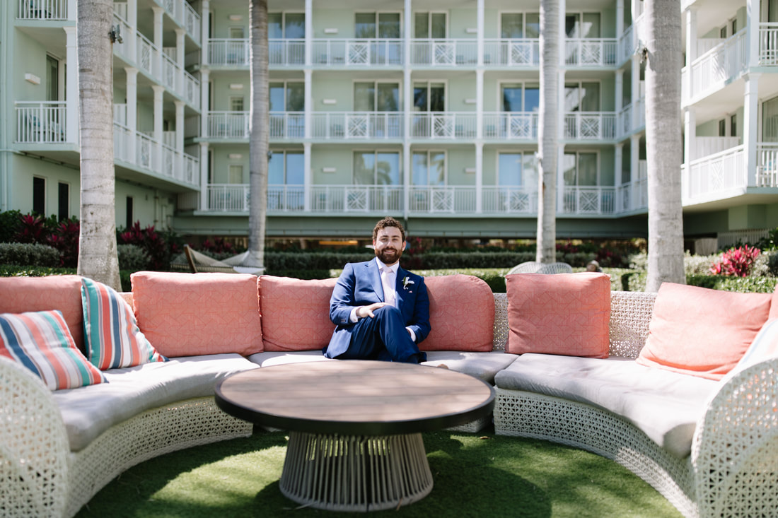 Groom getting ready with best man and family at The Reach Hotel Key West Picture