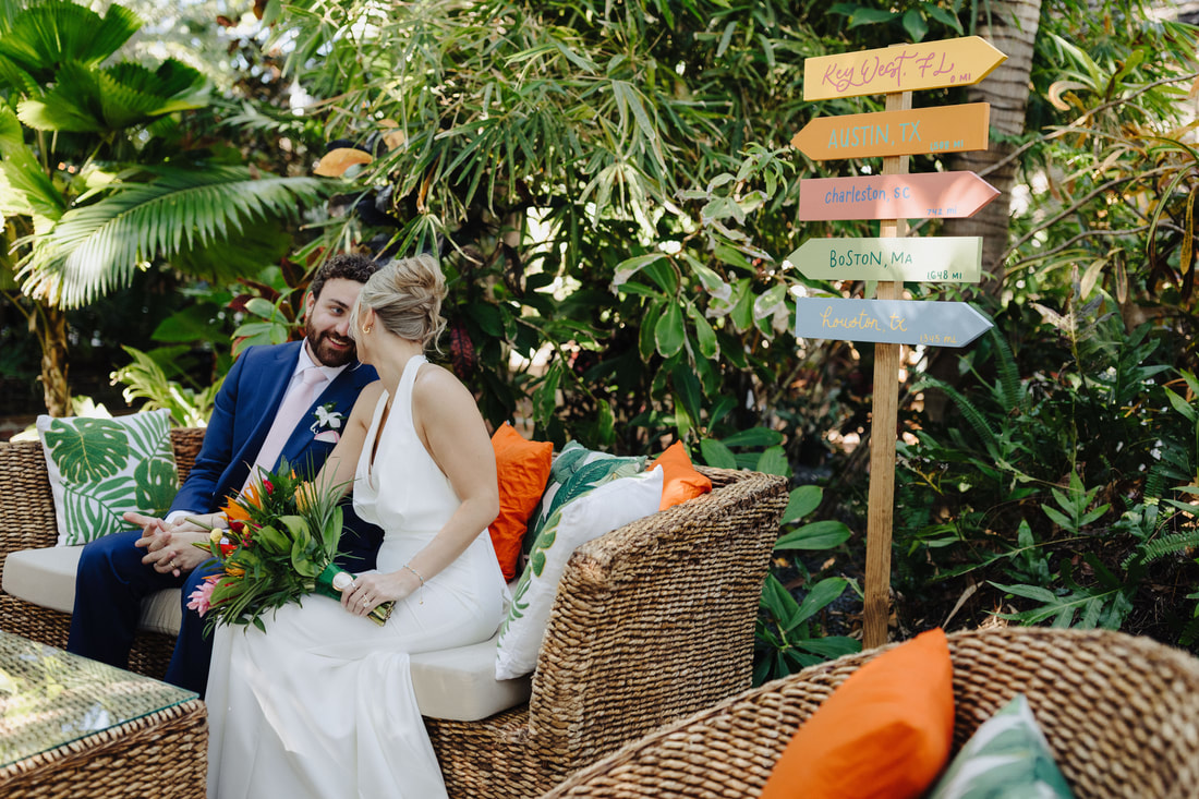 Vibrant tropical wedding reception at Audubon House in Key West Picture