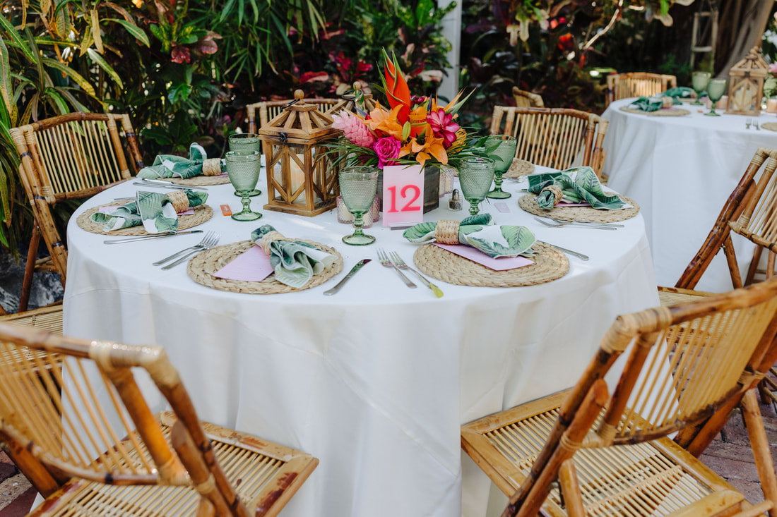 Vibrant tropical wedding reception at Audubon House in Key West Picture