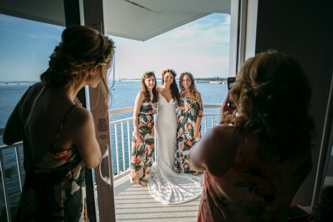 Weddings By Romi, Bride on the balcony, Hyatt Centric room view, Key West wedding Photographer