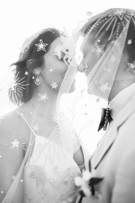 Bride and Groom and flying veil picture