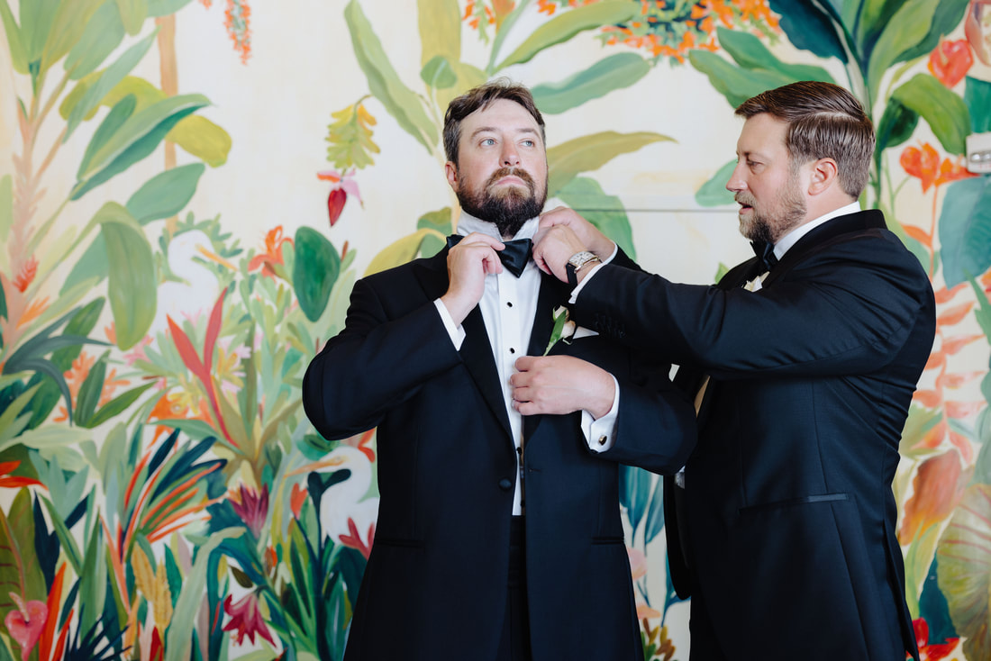 Groom getting ready in Casa Marina