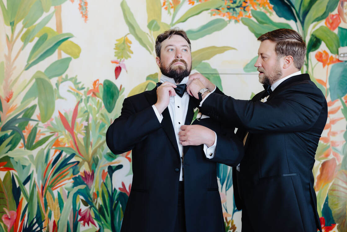 Groom getting ready in Casa Marina